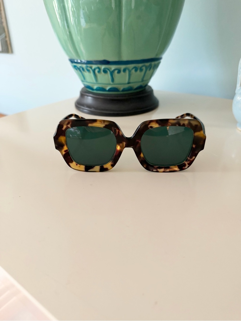 Zenni Tortoiseshell Square Sunglasses with Green Lenses